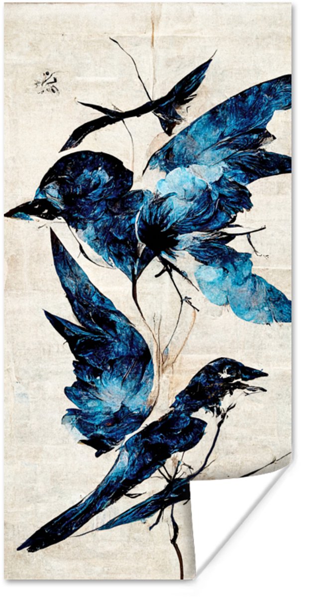 Vogels - Dieren - Blauw - Vintage