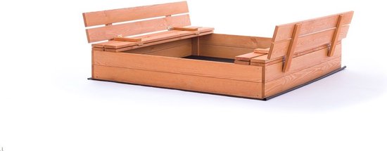 Zandbak - met deksel & bankjes - 120x120cm - geïmpregneerd hout