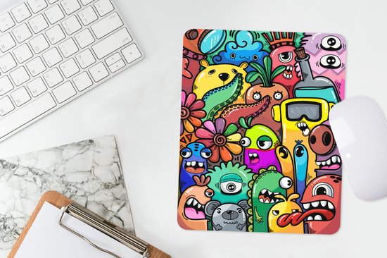Tapis de souris 19x23 cm - Monster - Motifs - Motifs végétaux - Fleurs - Motifs arc-en-ciel - Enfants - Tapis de souris