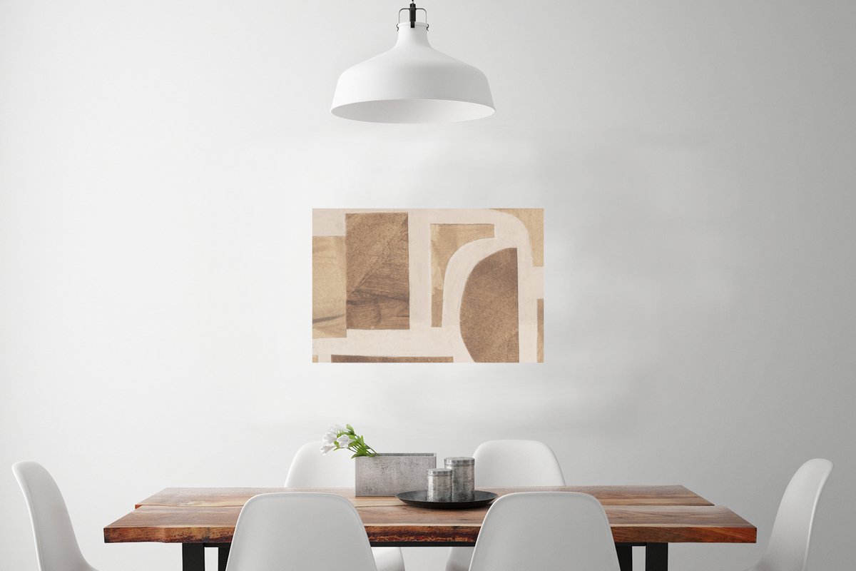 Poster Vormen - Abstract - Puzzel - Hout - 60x40 cm