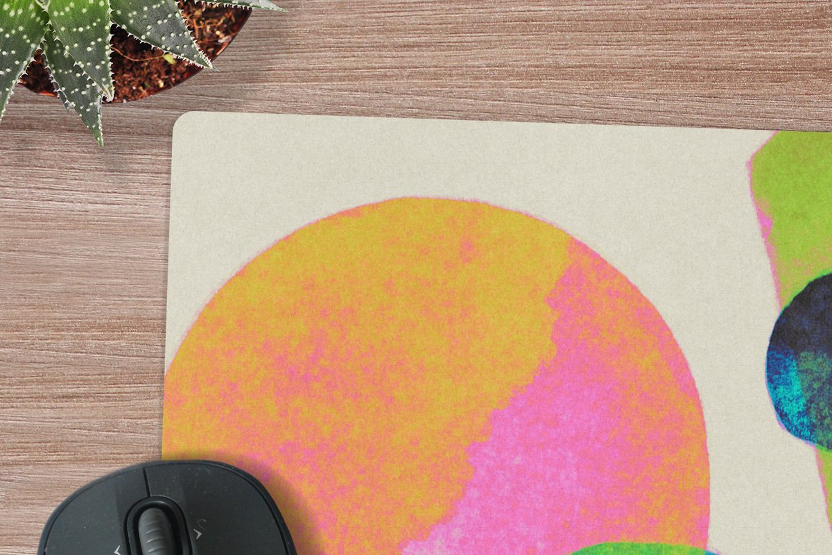 Muismat XXL 80x80 cm - Bureau onderlegger - Bureau mat Planeten - Abstract - Neon - Verf - Bureaumat - Gaming mousepad xl - Bureaulegger groot - Computer deskmat