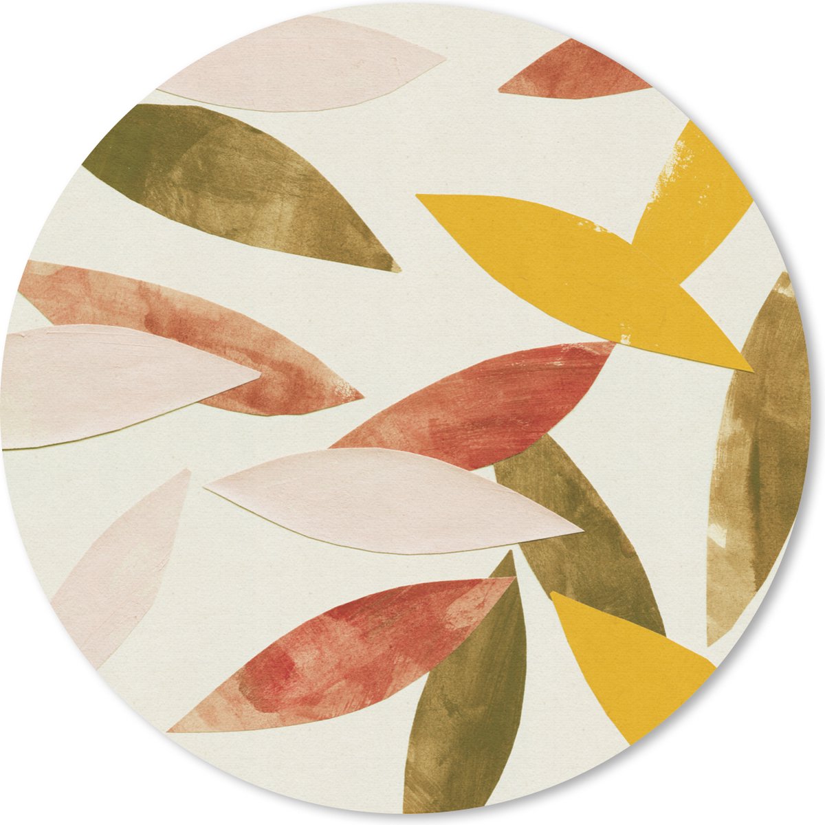 Muismat rond 40x40 cm - Mousepad Bladeren - Planten - Kleuren - Pastel - Ronde muismatten