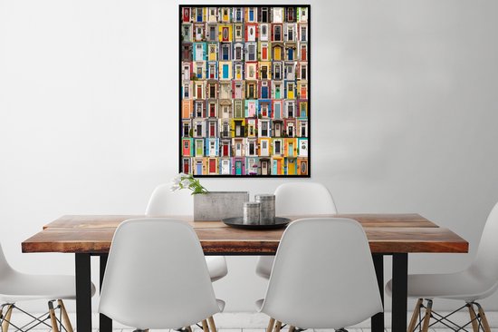Cadre photo avec affiche - Portes - Coloré - - Architecture - 60x80 cm - Cadre pour affiche