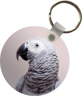 Sleutelhanger - Papegaai - Grijs - Dieren - Natuur - Plastic - Rond - Uitdeelcadeautjes