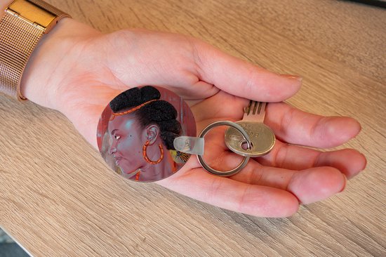 Porte-clés - Vintage - Femme - Portrait - Papillon - Rouge - Plastique - Rond - Cadeaux à distribuer