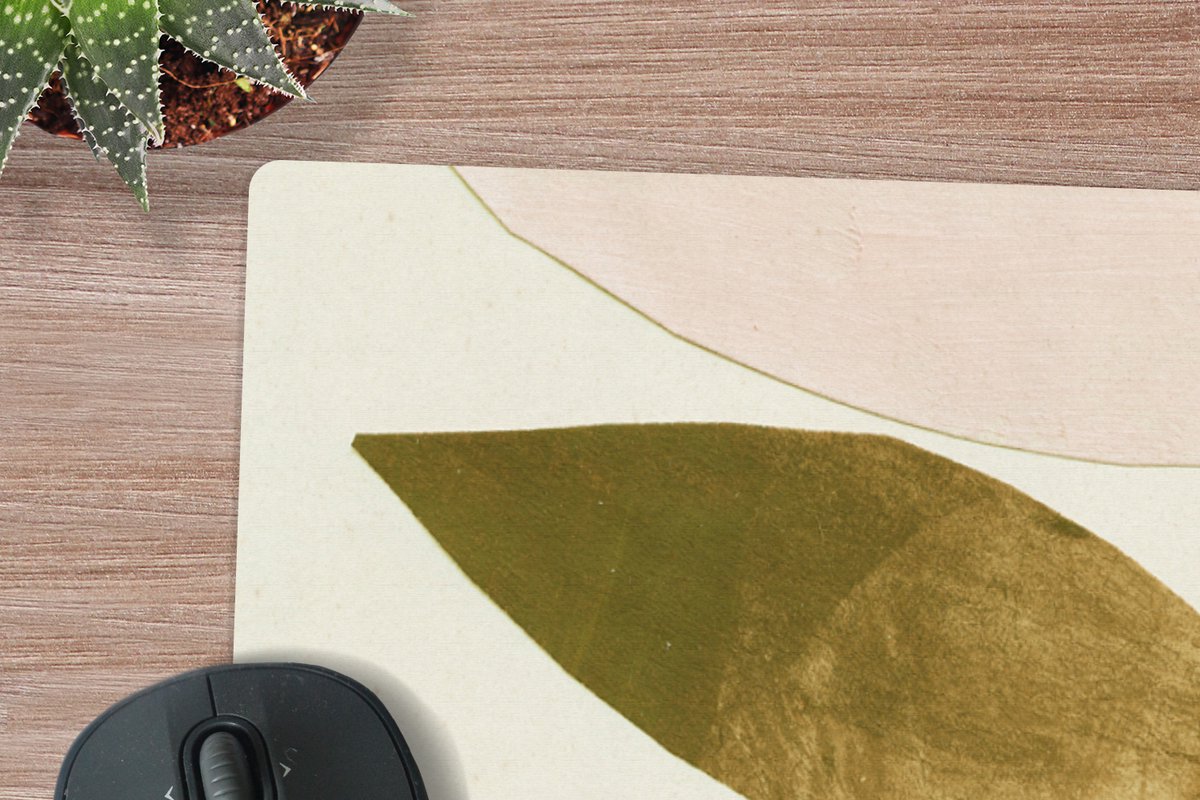 Muismat XXL 90x60 cm - Bureau onderlegger - Bureau mat Bladeren - Planten - Kleuren - Pastel - Bureaumat - Gaming mousepad xl - Bureaulegger groot - Computer deskmat
