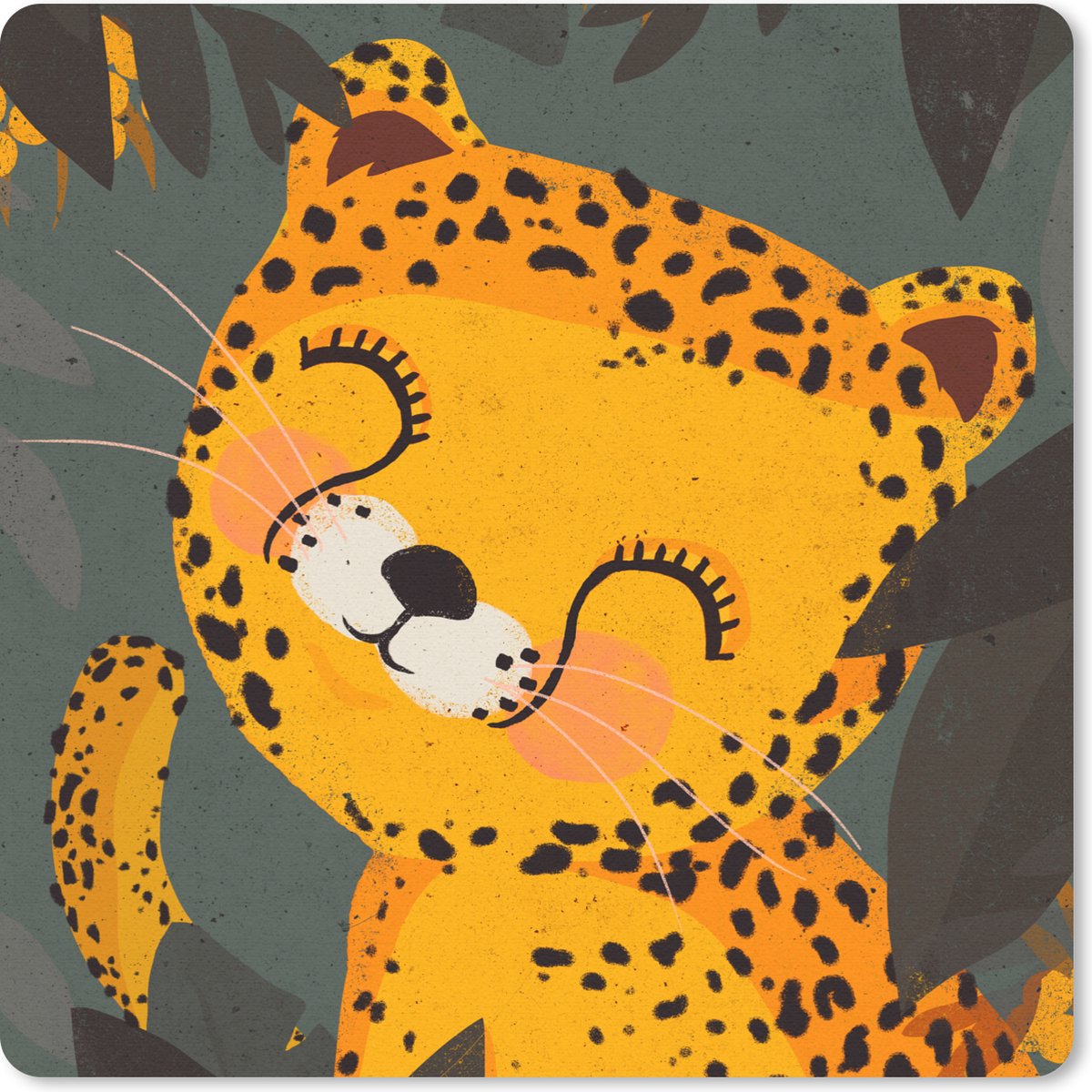 Muismat 20x20 cm - Mousepad Cheeta - Dieren - jungle - Kinderen - Muismatten
