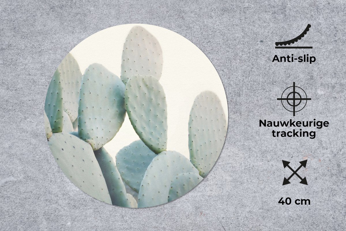 Muismat rond 40x40 cm - Mousepad Plant - Groen - Cactus - Natuur - Ronde muismatten