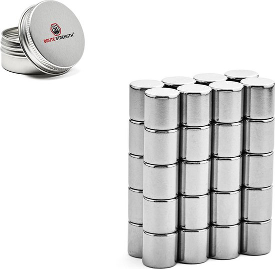 Brute Strength - Super sterke magneten - Rond - 10 x 10 mm - 40 stuks - Neodymium magneet sterk - Neodymium magneet sterk - Voor koelkast - whiteboard - Brute Strength