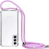 Mobiparts Lanyard Case geschikt voor Samsung Galaxy S21 - Roze Paars Transparant