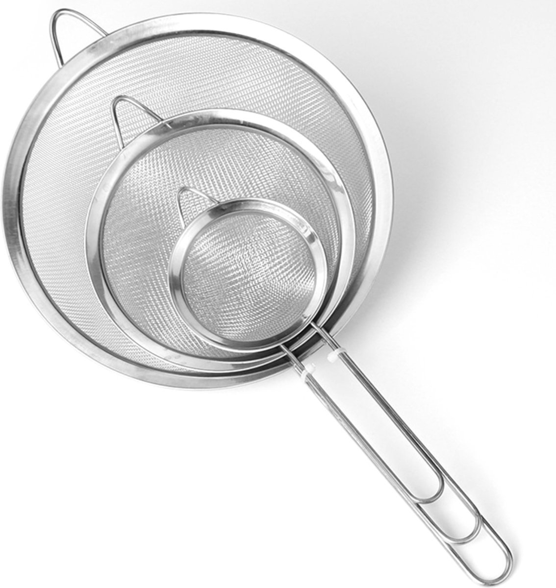 Premium RVS Zeef Set / Vergiet 3 Delig / Keukenzeef / Zeefjes / Ø 8, 14 en 20 cm