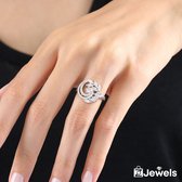 OZ Jewels Verstelbare Zilveren Ring met Markiezinkrans Design Versierd met Zirkonium - Accessoires - Liefdessieraden - Liefdesring- Damesring - Valentijnsdag - Cadeau - Moederdag - RingMeisje - Sieraden Dames - In mooie geschenkverpakking