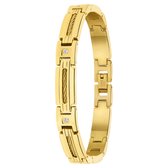 Lucardi Heren Gerecycled stalen goldplated armband - Armband - Staal - Goudkleurig - 18 cm