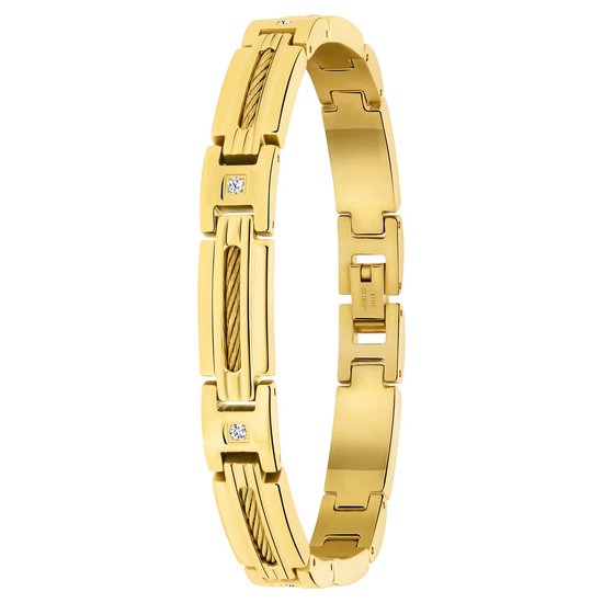 Bracelet Lucardi Homme Acier Recyclé Plaqué Or - Bracelet - Acier - Doré -  18 cm | bol