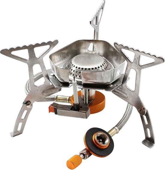 Bulin 3500W Campingkooktoestel Ultralichte gaskachel voor outdoor met piezo-ontsteking, opvouwbaar, met voorverwarming, draagvermogen 25KG voor hiking, trekking, picknick