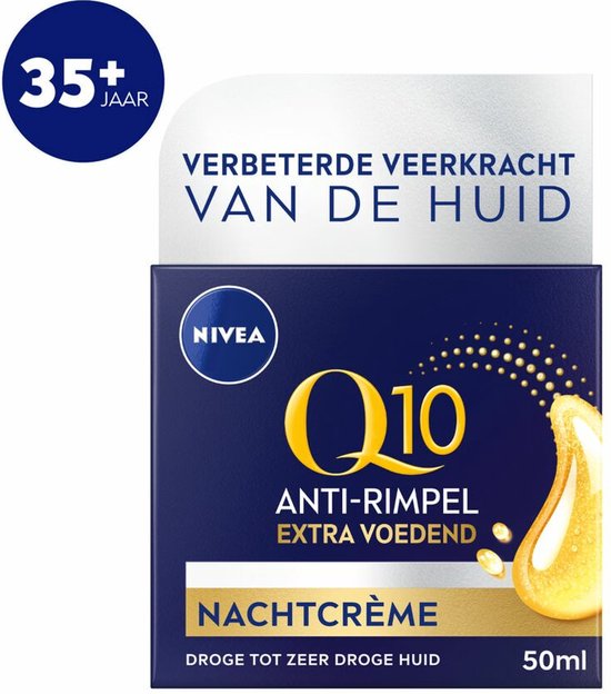 NIVEA Q10 – Nachtcrème - Extra voedend – Droge huid – Anti-rimpel – Creatine – 50 ml - NIVEA