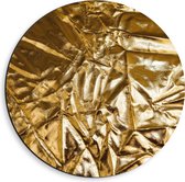 Dibond Muurcirkel - Gekreukelde Gouden Stof - 40x40 cm Foto op Aluminium Muurcirkel (met ophangsysteem)