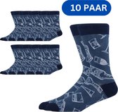 10 paar Sokken met drank, flessen & glazen - Grappige sokken voor heren/dames maat 39/43 voor Barkeeper, Vinoloog, Drankliefhebbers