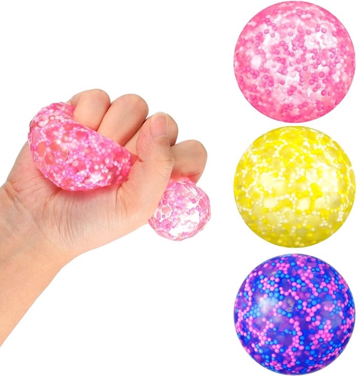 EverToys Squeeze Ball - 3x pièces - Balle anti-stress - Fidget
