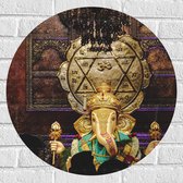 Muursticker Cirkel - Ganesha Beeld in Hindoeïstische Tempel - 60x60 cm Foto op Muursticker