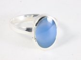 Hoogglans zilveren ring met blauwe agaat - maat 16