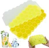 Honeycomb - Honingraat - ijsblokjesvorm - ijsblokjes vorm met deksel - Geel