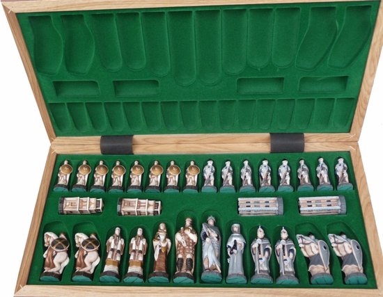 Thumbnail van een extra afbeelding van het spel England schaakset - Opklapbaar Decoratieve Schaakbord met Schaakstukken - Koning 135mm - Schaakbord 600x300