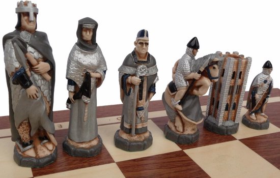 Afbeelding van het spel England schaakset - Opklapbaar Decoratieve Schaakbord met Schaakstukken - Koning 135mm - Schaakbord 600x300