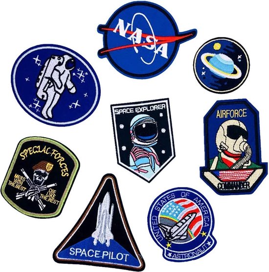 Écusson thermocollant astronaute spatial et drapeau patchs motif brodé  appliques