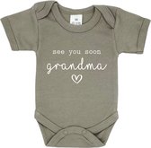 Rompertje baby - See you soon Grandma - Beige - Zwangerschap aankondiging - Oma - Geboorte - Grootmoeder