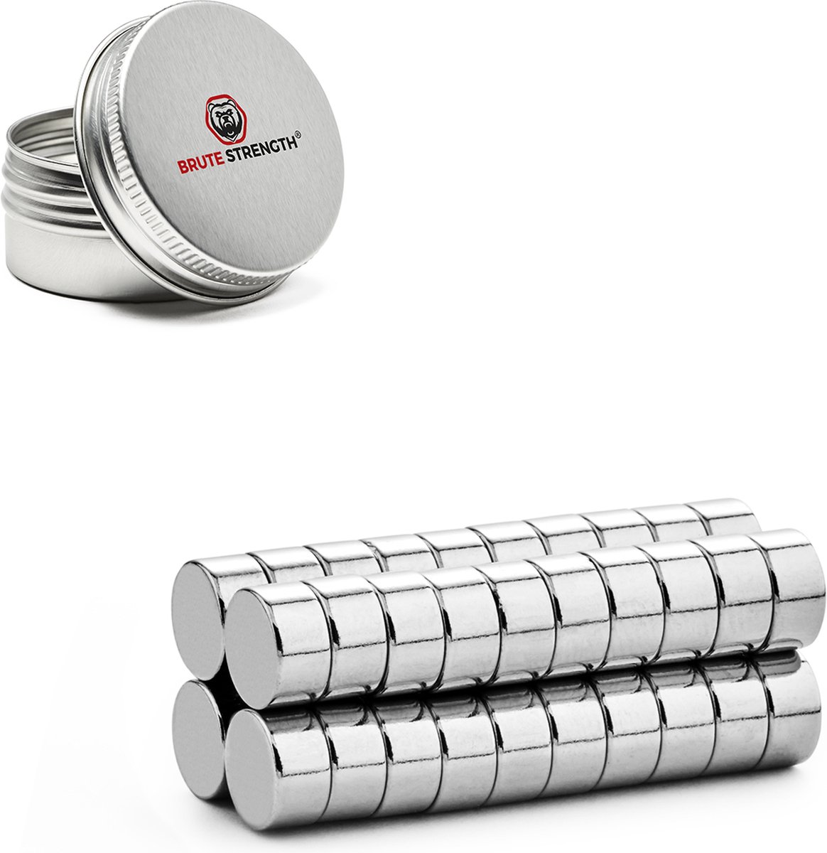 Brute Strength - Super sterke magneten - Rond - 10 x 5 mm - 60 Stuks - Geschikt voor radiatorfolie - Neodymium magneet sterk - Voor koelkast - whiteboard - Brute Strength