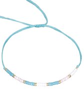 Armband Dames - Glaskralen - Verstelbaar - Lichtblauw