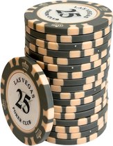 Las Vegas poker club Poker Chips 25 donkergrijs (25 stuks) - pokerfiches - poker fiches - clay chips - pokerspel - pokerset - poker set