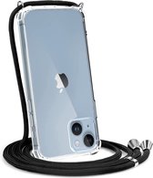 Hoesje met koord - ketting - Draagriem voor Schouder / Nek - Schouder tas - Geschikt voor: iPhone 14 - transparant