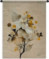 Wandkleed - Wanddoek - Bloemen - Planten - Goud - Vintage - 150x200 cm - Wandtapijt