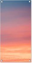 Tuinposter Zon - Lucht - Wolken - Roze - 40x80 cm - Wanddecoratie Buiten - Tuinposter - Tuindoek - Schuttingposter - Tuinschilderij