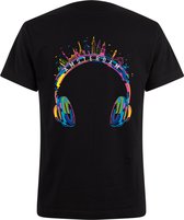 Zwart Neon Tshirt Headphone Houses Amsterdam XXL