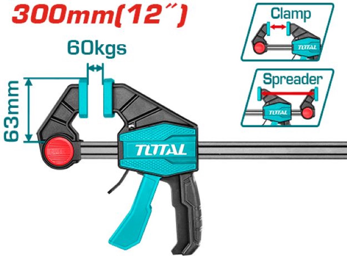 Total - Lijmklem - 300mm - Maximale klemkracht 60kgs