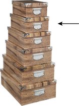 5Five Opbergdoos/box - Houtprint donker - L36 x B24.5 x H12.5 cm - Stevig karton - Treebox