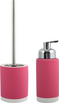 Ensemble d'accessoires de salle de bain MSV - rose fushia - distributeur de savon et brosse WC/WC