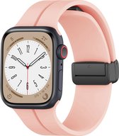 Bracelet Smartwatch en Siliconen - Convient au bracelet magnétique Apple Watch à boucle en D - rose clair - Bracelet / Bracelet / Bracelet Strap-it - Taille: 42 - 44 - 45 - 49mm