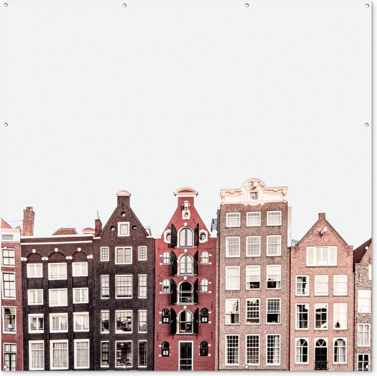 Affiche de Jardin Amsterdam - Architecture - Maisons - Rue - 200x200 cm - Toile de jardin - Affiche d'extérieur