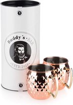 Buddy's Bar Moscow Mule Bekers - Cocktailglazen - Set van 2 Koperen Bekers - RVS met Koperen Coating - Met Geschenkverpakking - 500 ml