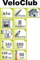 Hogedruk mini voetpomp IceToolz 240A351 met drukmeter