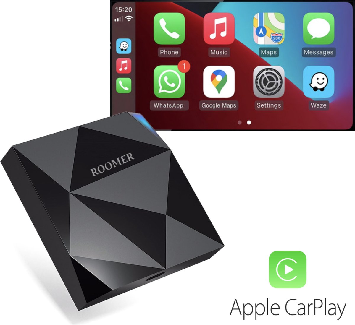 ROOMER CarPlay Dongle Apple CarPlay Carlinkit Draadloos verbinden