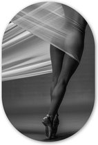 Vrouw - Ballet - Dans - Lichaam Kunststof plaat (5mm dik) - Ovale spiegel vorm op kunststof