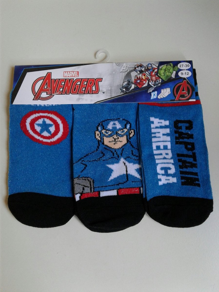 3 paar sneakersokken - Captain America - Marvel Avengers - maat 27-30