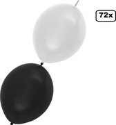 72x Doorknoop ballon zwart/wit 25cm – Ballon festival themafeest