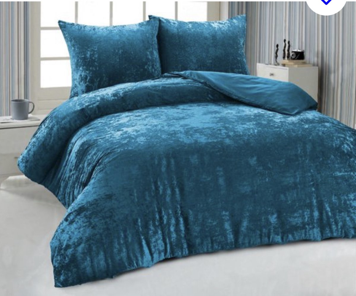 Velvet Couture Dekbedovertrek - 240x200/220 cm - Velvet - Crushed VelVet- Petrol