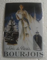 metalen ansichtkaart Soir de Paris Bourjois 15 x 21 cm